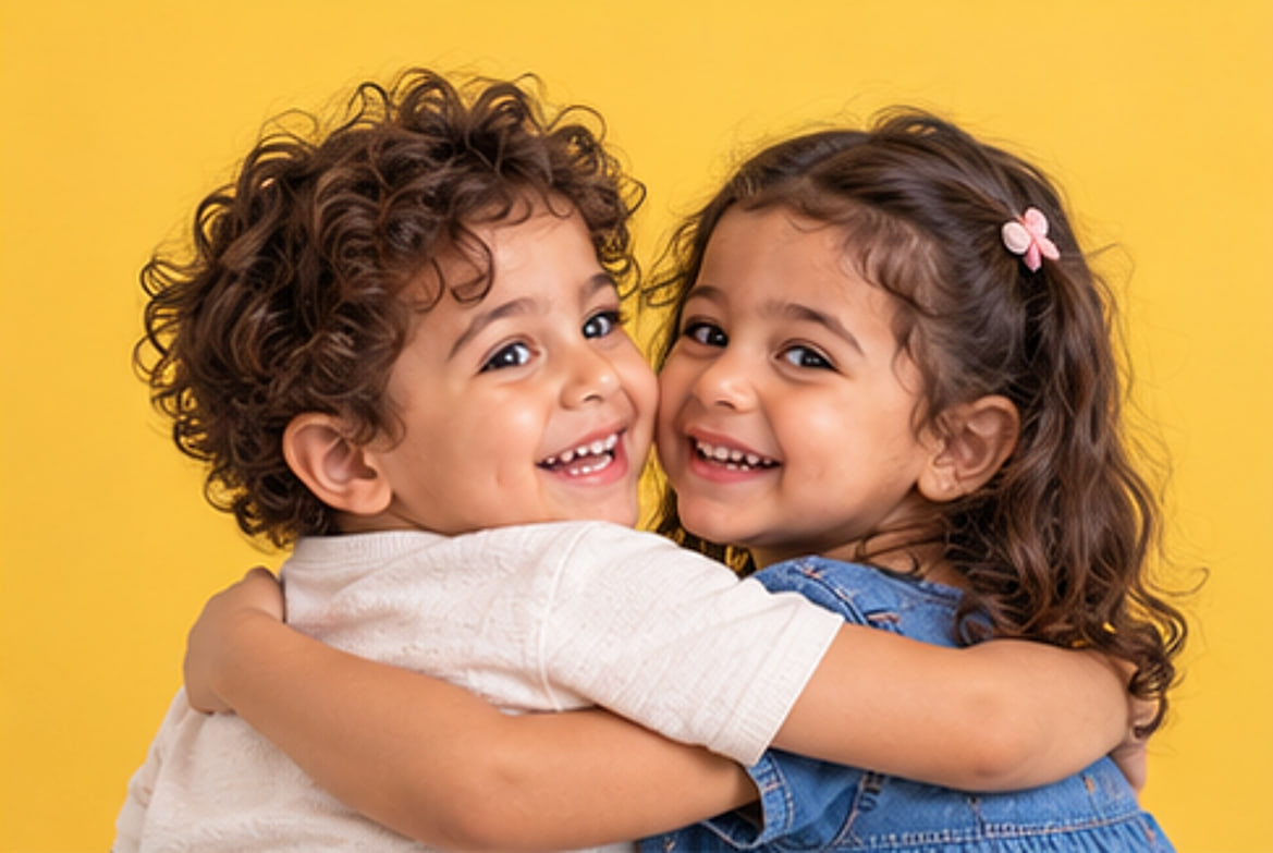 Two children at Yippee with their arms around each other